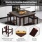 Costway 5 PCS Bar Table Set Square Dining Table & 4 PVC Leather Upholstered Bar Stools Brown/White